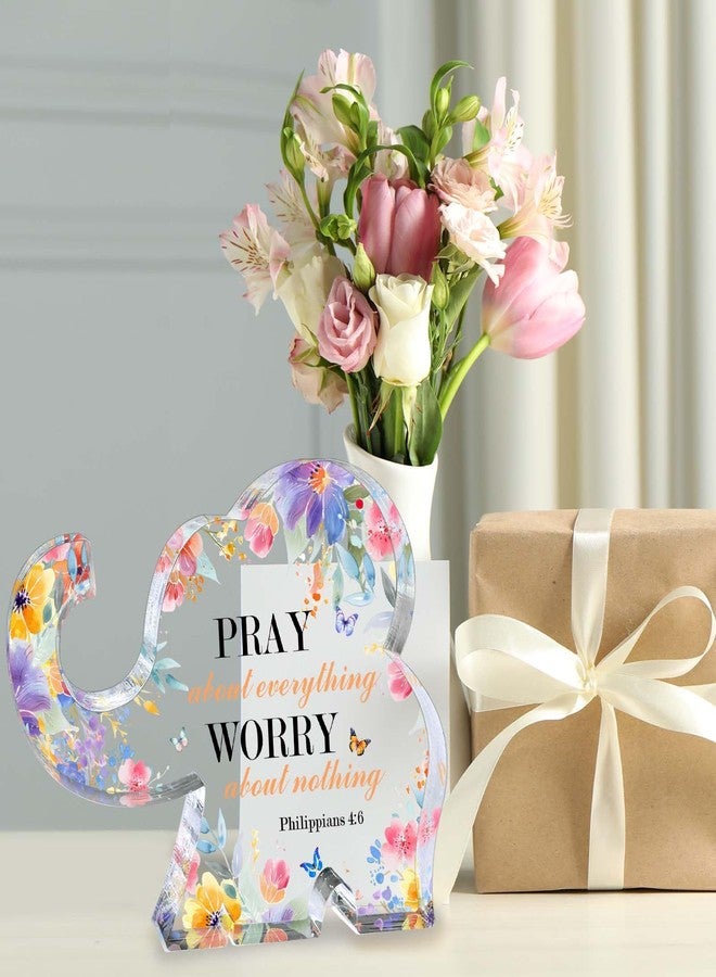 TAGDANK Christian Elephant Gifts for Women, Acrylic Inspirational Bible Verse Sign, Thank You Gift Appreciation Encouragement Gift for Coworker Teacher Friend, Prayer Room Office Decor - Image 4