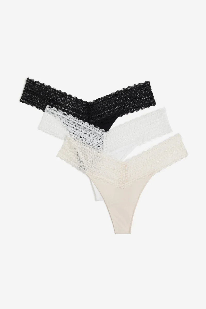 H&M 3-pack lace thong briefs