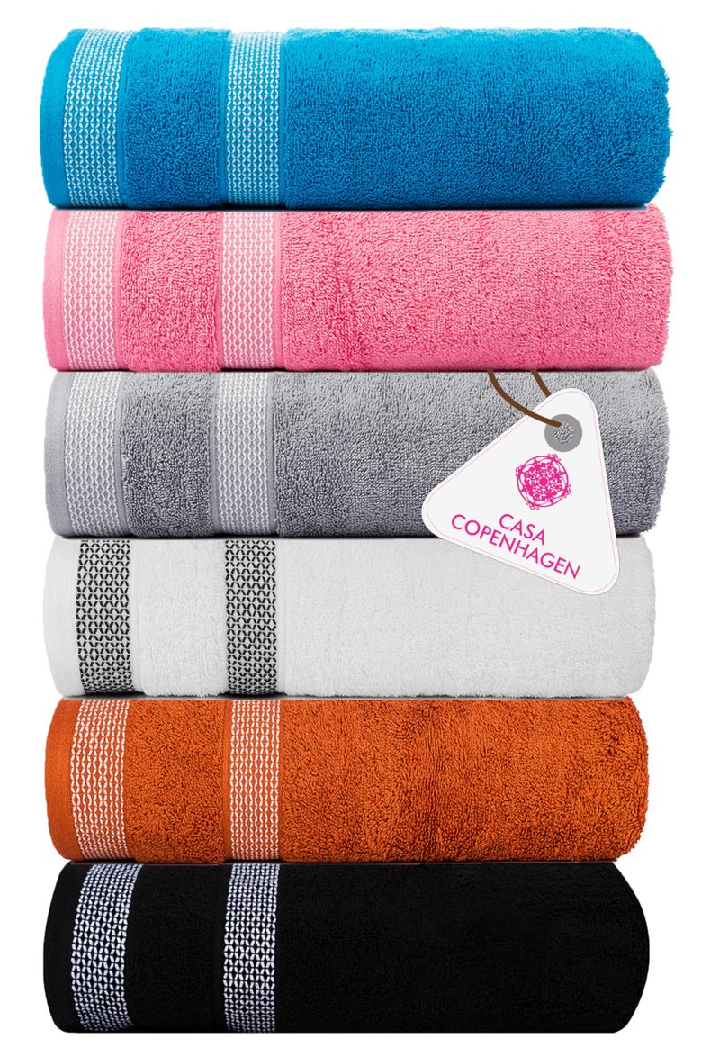 Casa Copenhagen - 25.12 Egyptian Cotton Solitaire 6pcs Hand Towel (40 X 60 cm) Colour :Pink, BlueBird, Black, FeatherGrey,Orange, White - Image 1