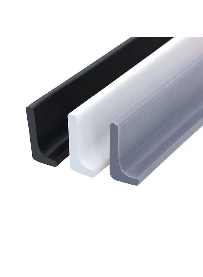 شريط عازل للماء من السيليكون ذاتي اللصق للحمام والمطبخ بطول مترين، شريط عازل للماء للأرضيات والحمام، للفصل بين الجفاف والرطوبة (أبيض وأسود) - Image 1