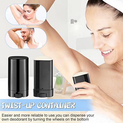 DMuuuDM 50 Pack 0.5 oz/15ml Black Sample Deodorant Container,Empty Oval Twist-Up Plastic Tubes Containers for Chapstick,Large Lip Balm,Lotion Bar Sticks,Perfume Solid Lotion,Homemade Salve,Pocket Deodarant - Image 5