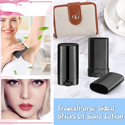 DMuuuDM 50 Pack 0.5 oz/15ml Black Sample Deodorant Container,Empty Oval Twist-Up Plastic Tubes Containers for Chapstick,Large Lip Balm,Lotion Bar Sticks,Perfume Solid Lotion,Homemade Salve,Pocket Deodarant - Image 3