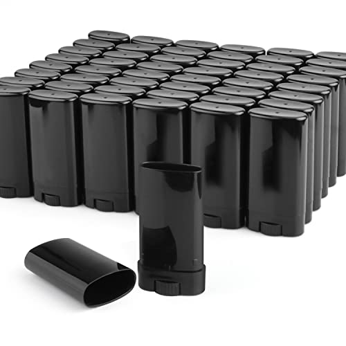 DMuuuDM 50 Pack 0.5 oz/15ml Black Sample Deodorant Container,Empty Oval Twist-Up Plastic Tubes Containers for Chapstick,Large Lip Balm,Lotion Bar Sticks,Perfume Solid Lotion,Homemade Salve,Pocket Deodarant - Image 1