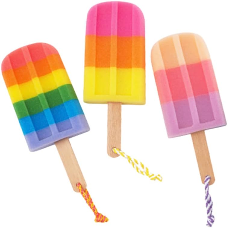 Healifty 3pcs Bath Flower for Infants Elastic Hair Ties Bathing Accessories Body Bath Shower Sponge Shower Sponge for Body Loofah Popsicle Ice Cream Wooden Shower Head Child Bath Brush 