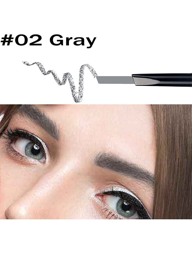 يونج فيجن قلم حواجب، جل حواجب للمكياج مقاوم للماء، رأس مثلث، قلم حواجب طويل الأمد مع فرشاة للمكياج، #02 رمادي - Image 2