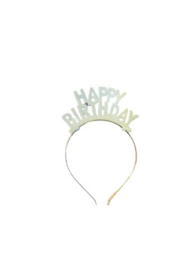 Happy Birthday Headband White