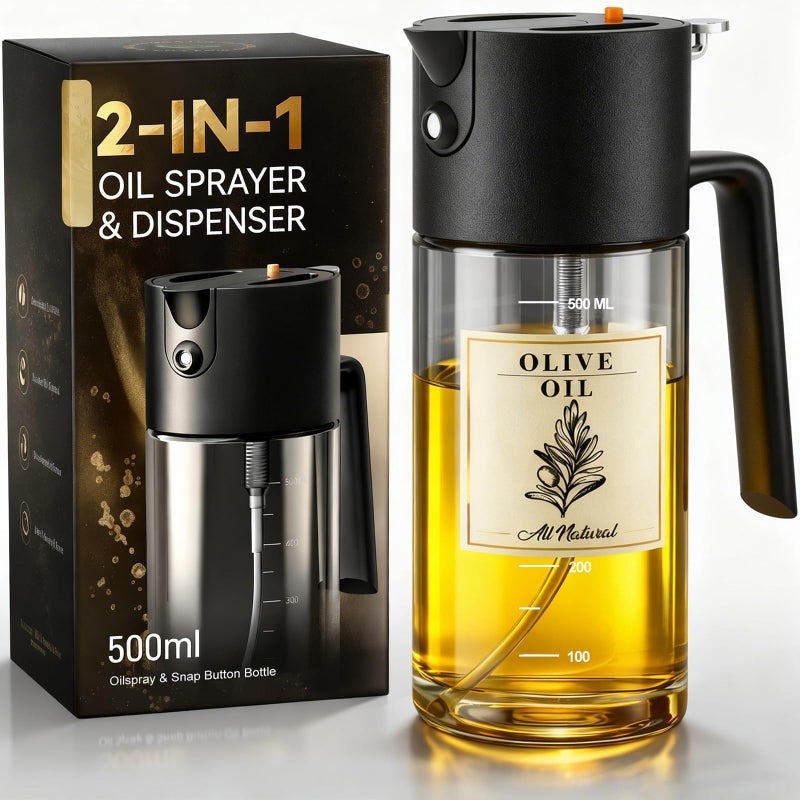 Costop Professional 500ml Glass Oil Sprayer - 3-in-1 Kitchen Tool: Fine Mist, Stream & Pour | Leak-Proof Design for Air Fryer, BBQ & Cooking | BPA-Free - Image 1