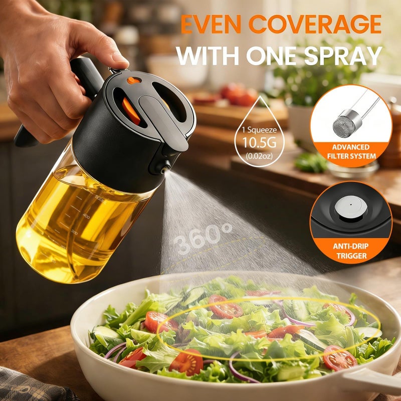 Costop Professional 500ml Glass Oil Sprayer - 3-in-1 Kitchen Tool: Fine Mist, Stream & Pour | Leak-Proof Design for Air Fryer, BBQ & Cooking | BPA-Free - Image 3