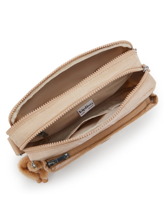 kipling Abanu M Crossbody with Adjustable Shoulder Strap Sparkled Beige - Image 4