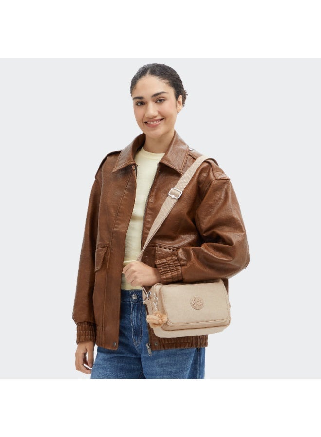 kipling Abanu M Crossbody with Adjustable Shoulder Strap Sparkled Beige - Image 3