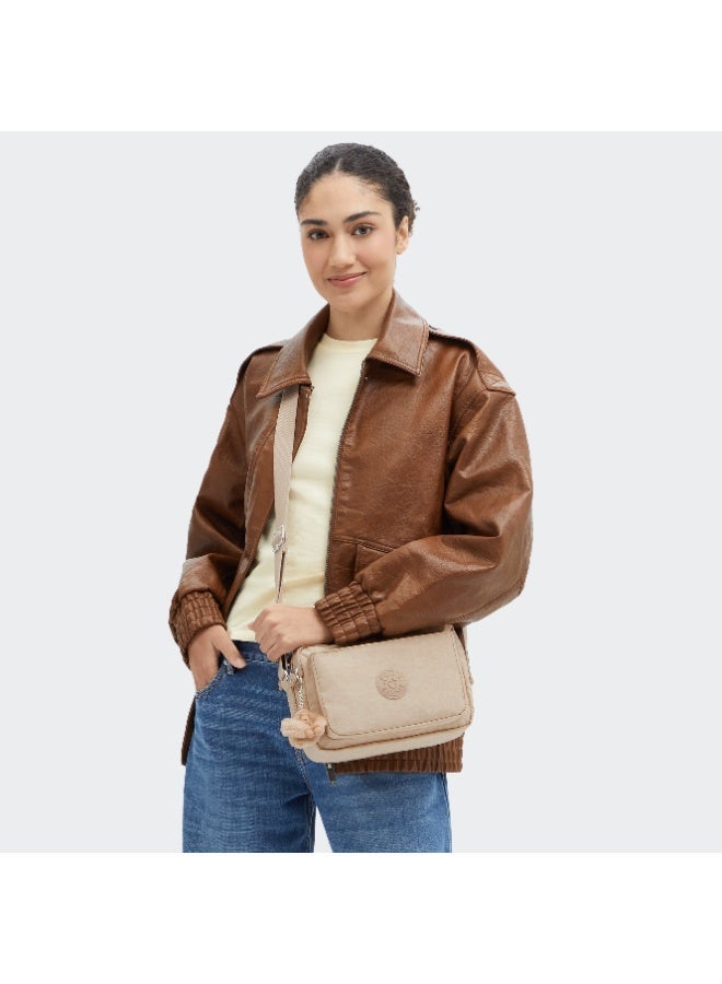 kipling Abanu M Crossbody with Adjustable Shoulder Strap Sparkled Beige - Image 2