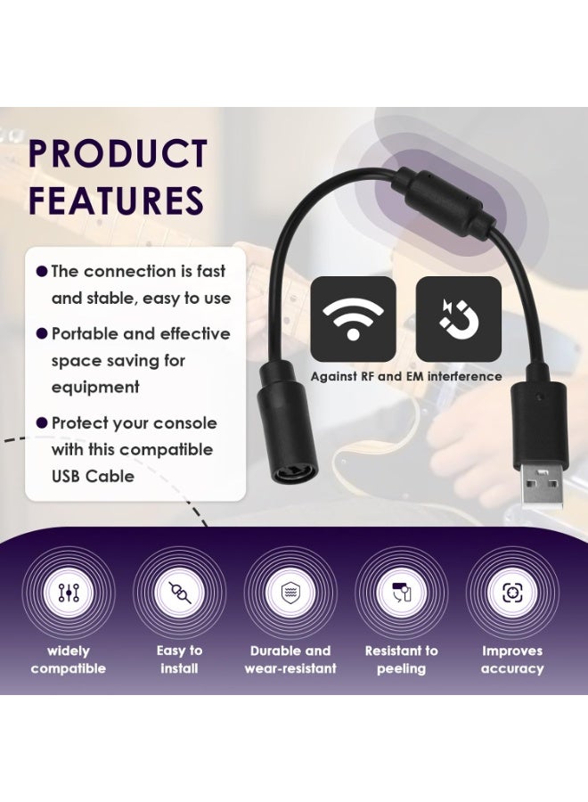 غوغا ٣ قطع كابل USB قابل للفصل لجهاز Xbox 360، متوافق مع كابل Rocksmith Real Tone، ومحول كابل تحكم Xbox، ودونجل Guitar Hero لجهاز Logitech G920، وعجلة القيادة Thrustmaster 458 Spider - Image 3