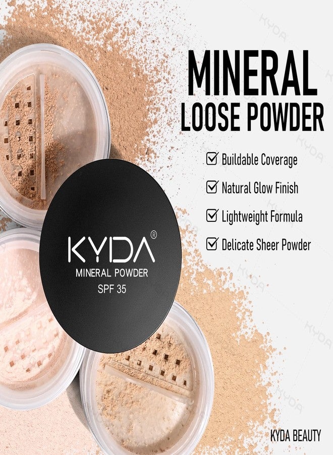KYDA Mineral Powder Foundation, SPF 35, Lightweight Loose Powder, Skin-Improving, Buildable Coverage, Natural Glow Base Makeup, 0.28 oz, Medium Beige - Image 4