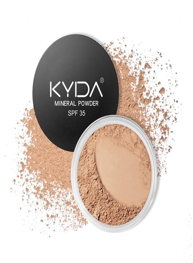 KYDA Mineral Powder Foundation, SPF 35, Lightweight Loose Powder, Skin-Improving, Buildable Coverage, Natural Glow Base Makeup, 0.28 oz, Medium Beige - Image 1