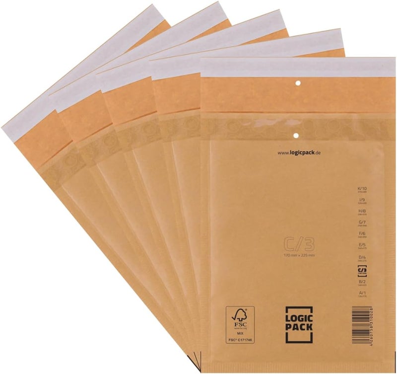 100 Bubble Envelopes Brown C3 170 x 225 mm Padded Envelopes Self-Adhesive Mailing Envelopes with Bubble Wrap for DIN A5 - Image 1