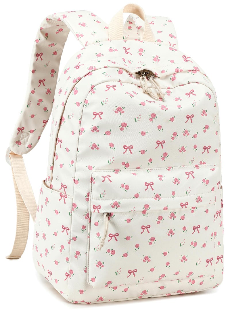 LOIDOU Backpack for Girls School Backpacks Bookbags for Elementary Middle School Women Laptop Backpacks (conquette white) - Image 1