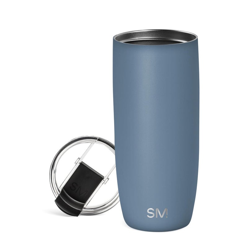Simple Modern Travel Coffee Mug Tumbler with Flip Lid | Reusable Insulated Stainless Steel Cold Brew Iced Coffee Cup Thermos | Gifts for Women Men Him Her | Voyager Collection | 20oz | Blue Dune - Image 1