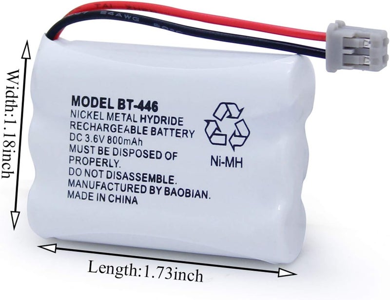 BAOBIAN بطارية هاتف لاسلكي BT-446 BT446 BT-504 BT-1004 BT-1005 متوافقة مع Uniden UIP1868 TRU8885 TRU885-2 TRU8888 BBTY0503001 GE-TL26402 CPH-488B 3.6V 800mAh (3 عبوات) - Image 2