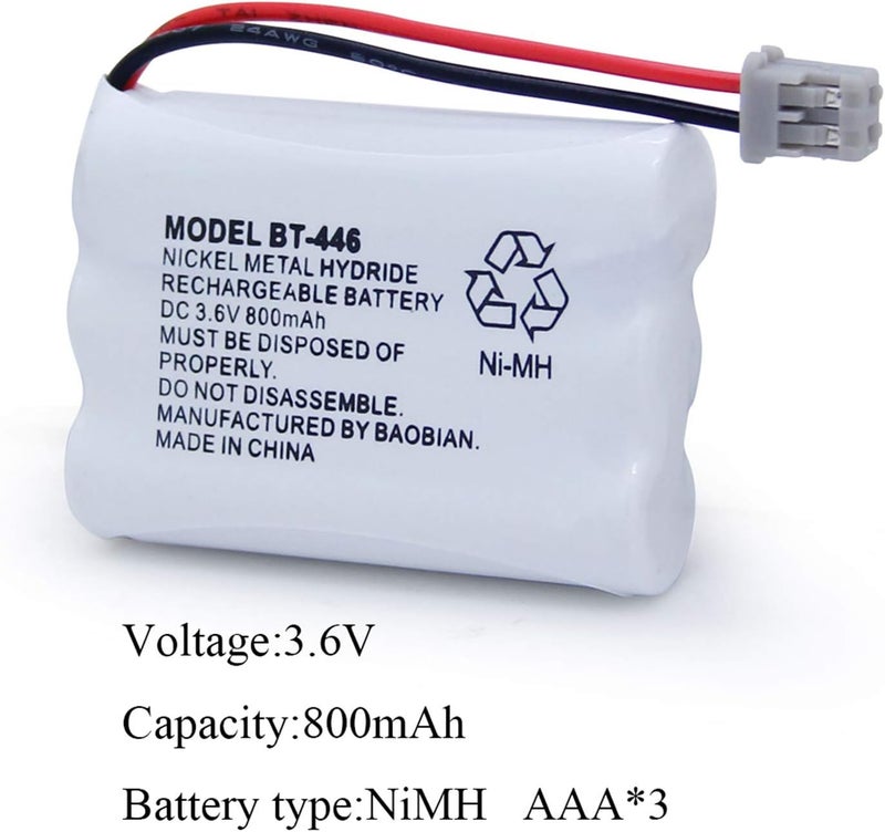 BAOBIAN بطارية هاتف لاسلكي BT-446 BT446 BT-504 BT-1004 BT-1005 متوافقة مع Uniden UIP1868 TRU8885 TRU885-2 TRU8888 BBTY0503001 GE-TL26402 CPH-488B 3.6V 800mAh (3 عبوات) - Image 3