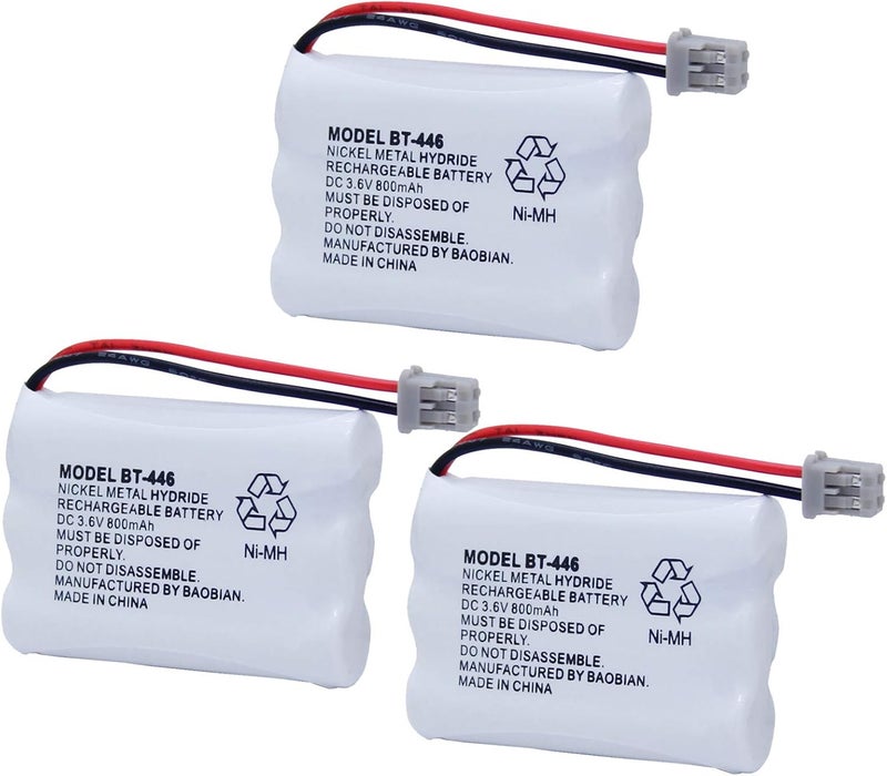 BAOBIAN بطارية هاتف لاسلكي BT-446 BT446 BT-504 BT-1004 BT-1005 متوافقة مع Uniden UIP1868 TRU8885 TRU885-2 TRU8888 BBTY0503001 GE-TL26402 CPH-488B 3.6V 800mAh (3 عبوات) - Image 1