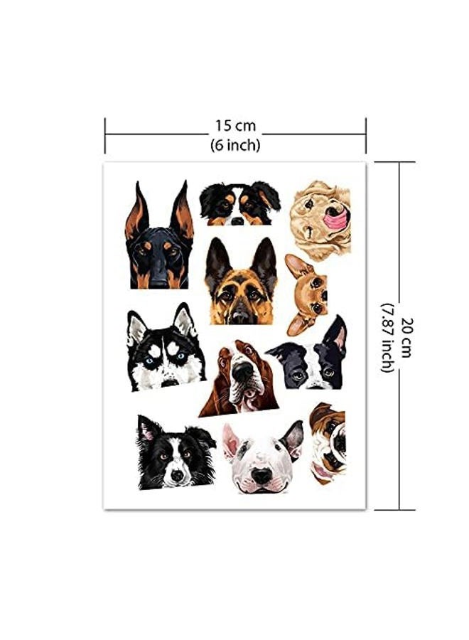 WIRESTER Temporary Tattoo Stickers for Girls Boys Kids Adults, Fake Tattoos on Face Hand Neck Wrist Party Favor Body Art, Tattoo Sheet 6 x 7.87 inch - Dog Designs (Basset Hound, Chihuahua, Bulldog) - Image 3