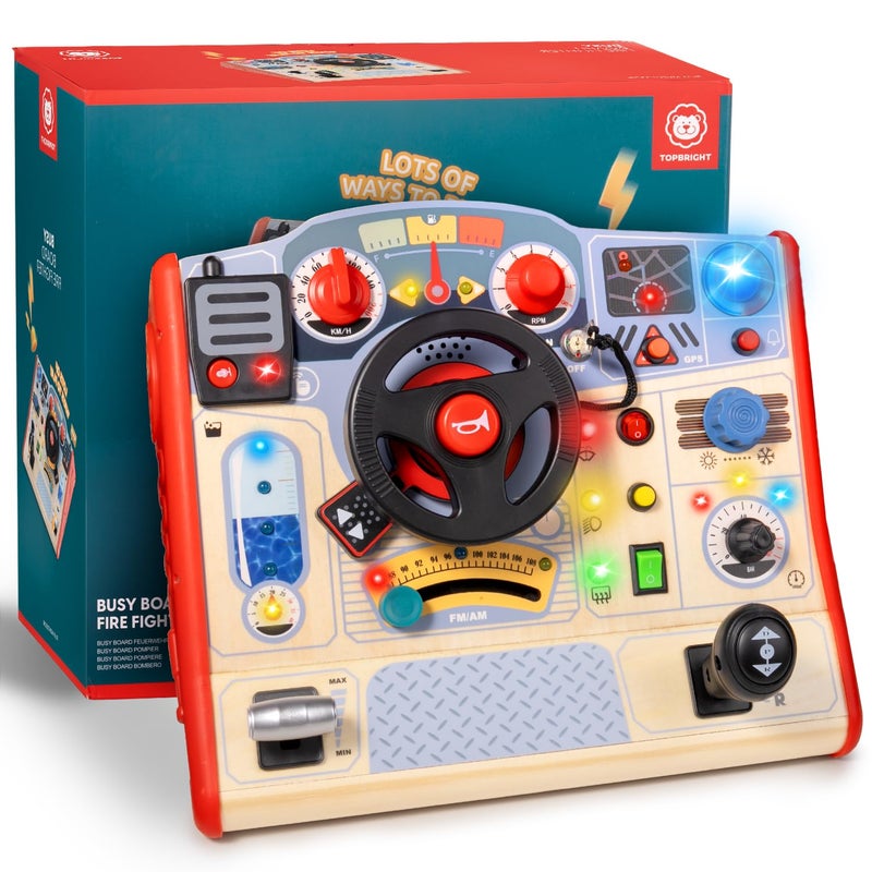 TOP BRIGHT Toddler Busy Board Toy for Steering Wheel with Sounds Lights Sensory Montessori Toy for 3 Year Old Boys Girls Birthday Present Wooden Travel Toys for Kids Ages 3 - Image 3