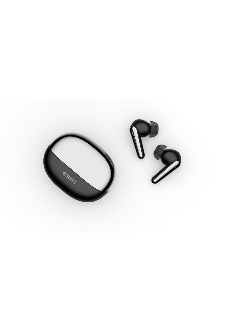 iOsuite - Lite Buds are True Wireless Stereo (TWS) Bluetooth earbuds featuring Active Noise Cancellation (ANC) and Environmental Noise Cancellation (ENC) with dual microphones include a wireless charging case - Black - BTW77 - Image 1