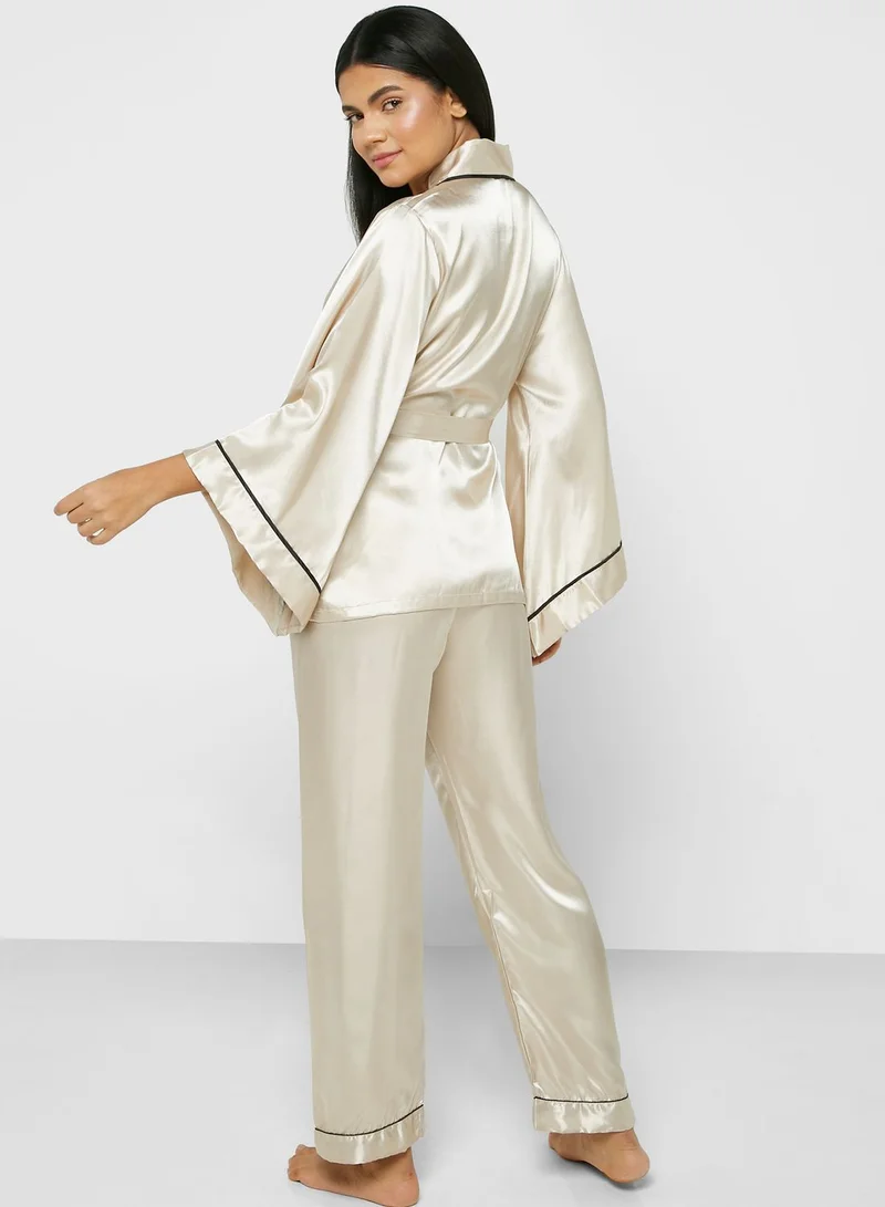 ELLA Contrast Trim Pyjama Pants Set