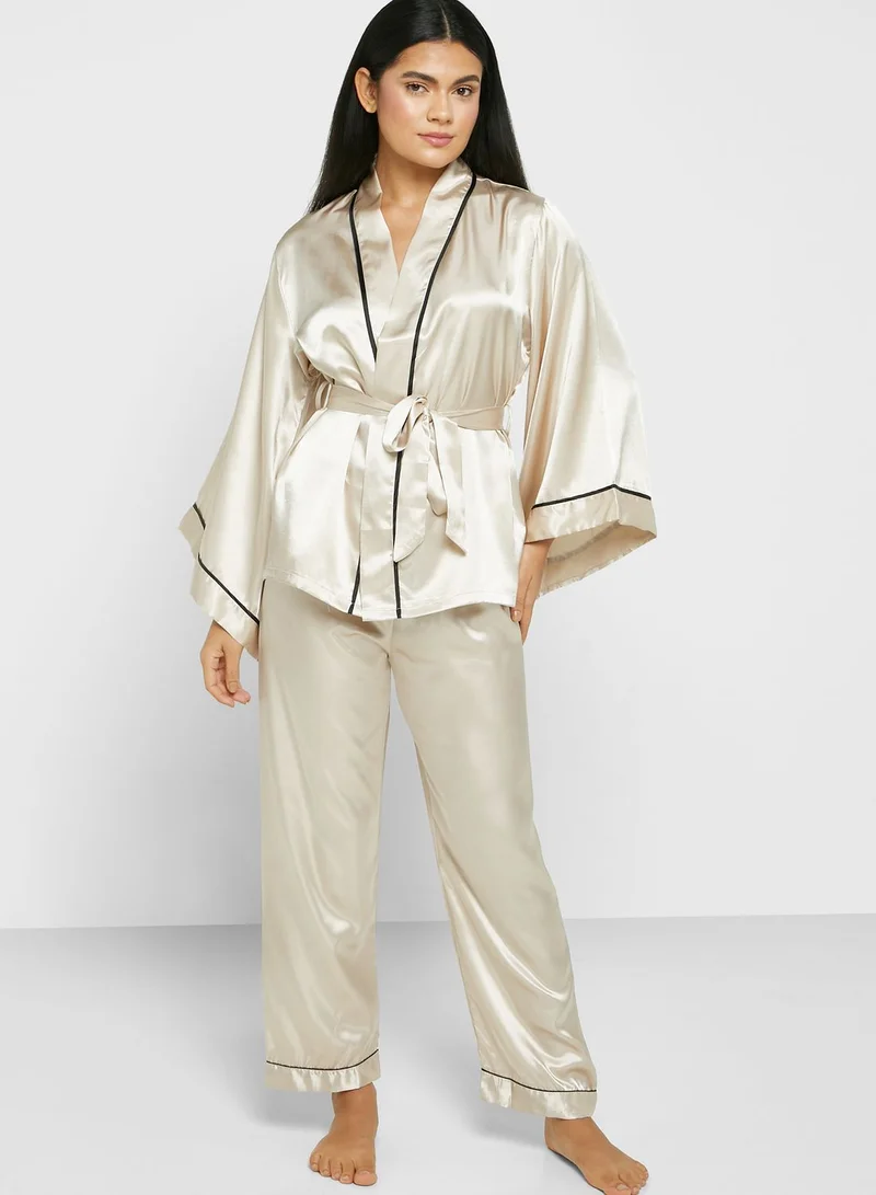 ELLA Contrast Trim Pyjama Pants Set