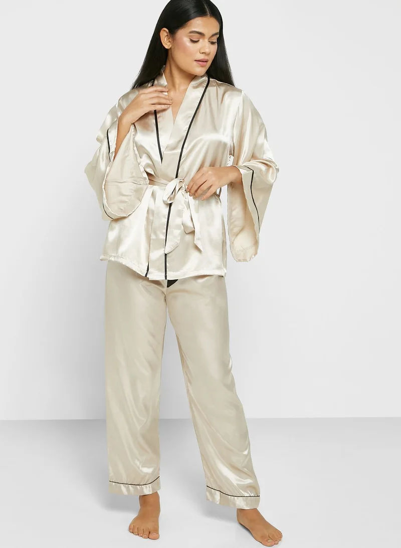 ELLA Contrast Trim Pyjama Pants Set