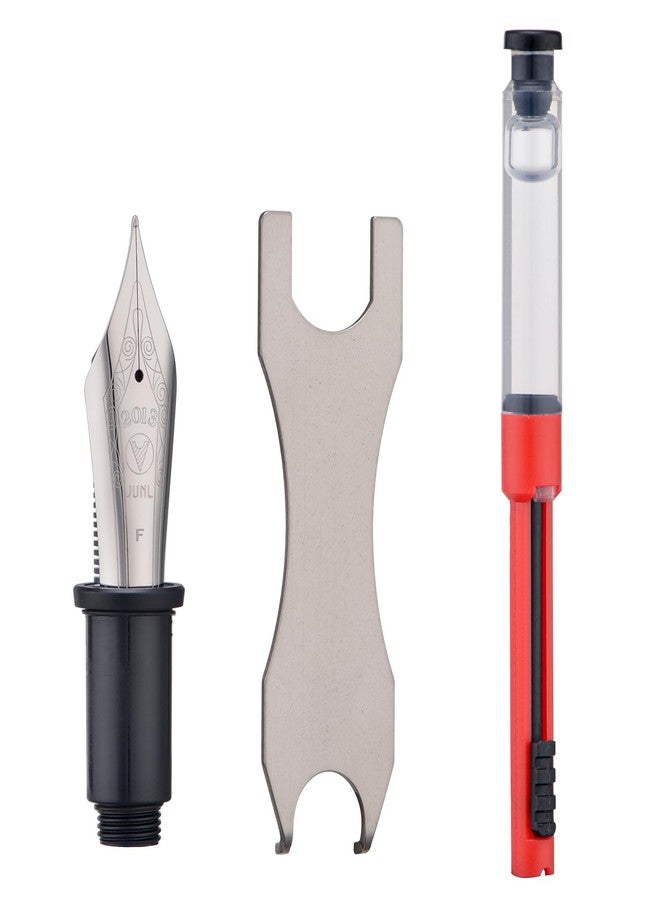 Wikult Yongsheng Junlai 930 Fine Nib Section for Replacement, Size 9 Silver Iridirum Fine Nib with Wrench and Grease Accessory Set - Image 1