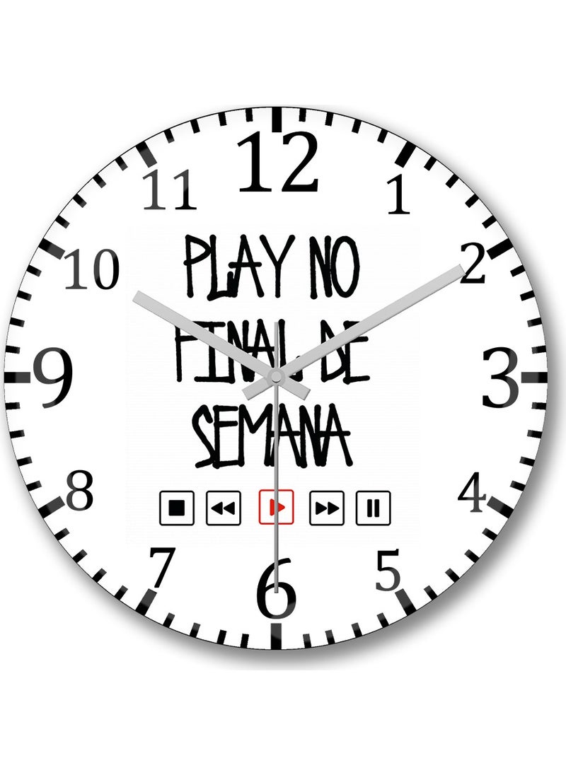 Baskı Dükkanı Print Shop Play The Music Wall Clock Curved Real Glass 