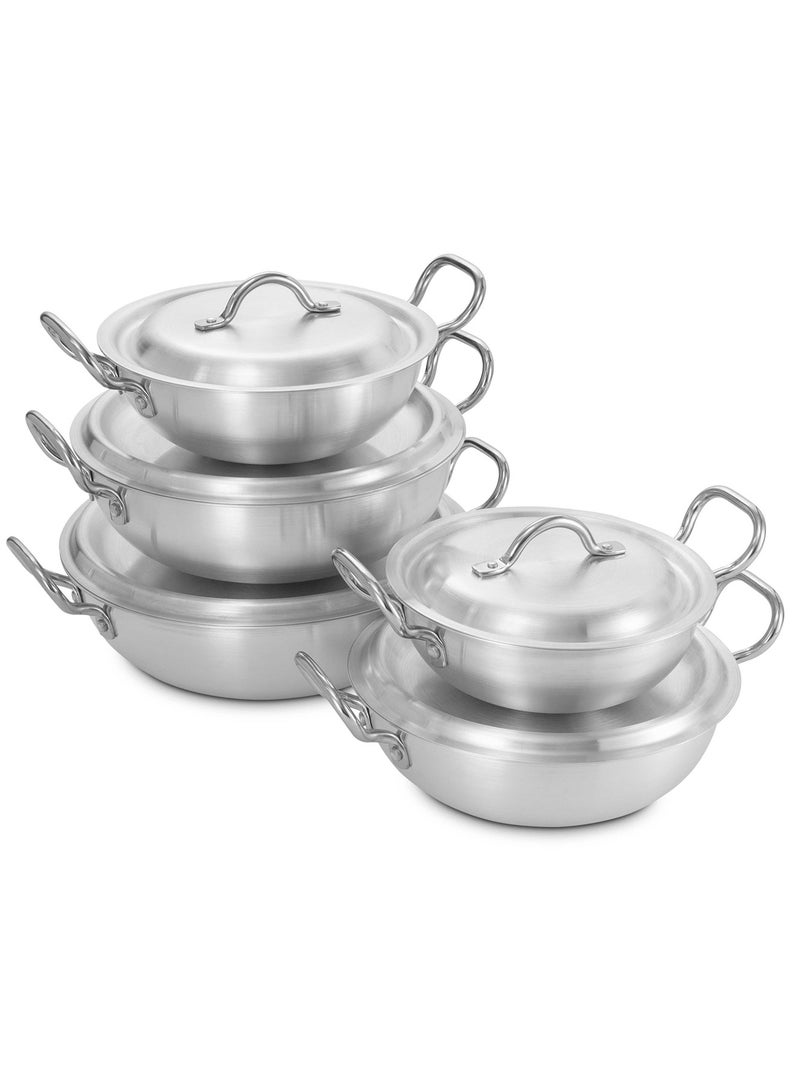 Shine Aluminum Pots Set Consisting of 5 Pots With Two Handles Size 2.5L/3.5L/4.5L/6L/7L - Image 5