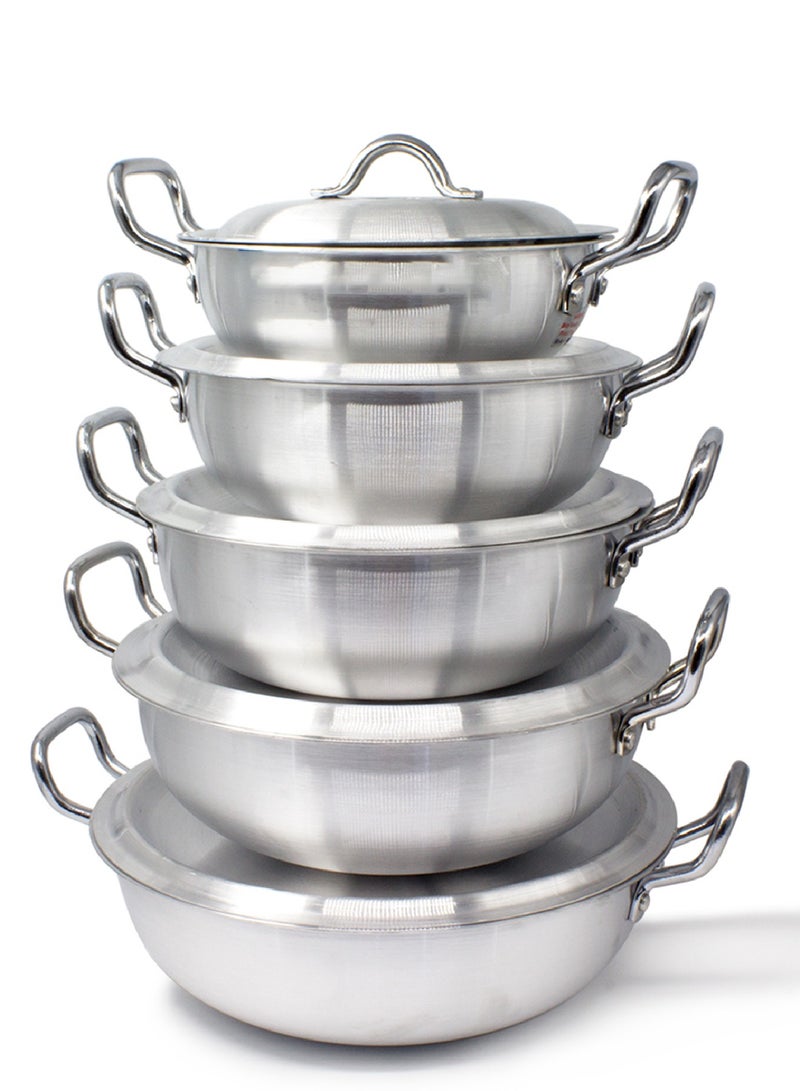 Shine Aluminum Pots Set Consisting of 5 Pots With Two Handles Size 2.5L/3.5L/4.5L/6L/7L - Image 4