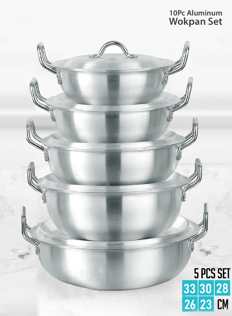 Shine Aluminum Pots Set Consisting of 5 Pots With Two Handles Size 2.5L/3.5L/4.5L/6L/7L - Image 1