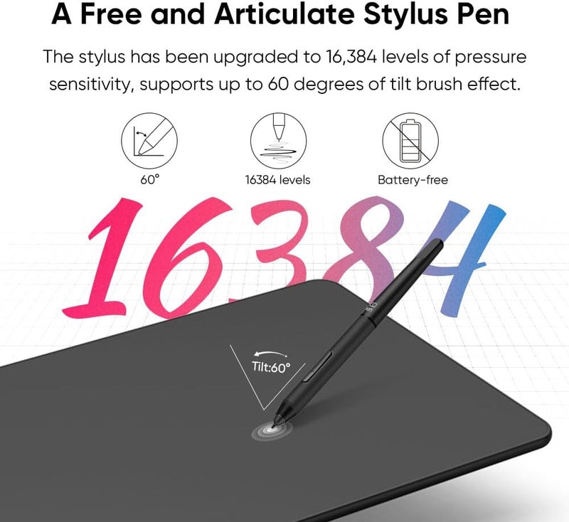 XPPen XP-PEN Deco 01 V3 Graphics Tablet 10x6.25 Inch Drawing Pen Tablet 8192 Levels Pressure Battery-Free Pen with Tilt Function Android Supported and 8 Shortcut Keys (Black) - Image 3