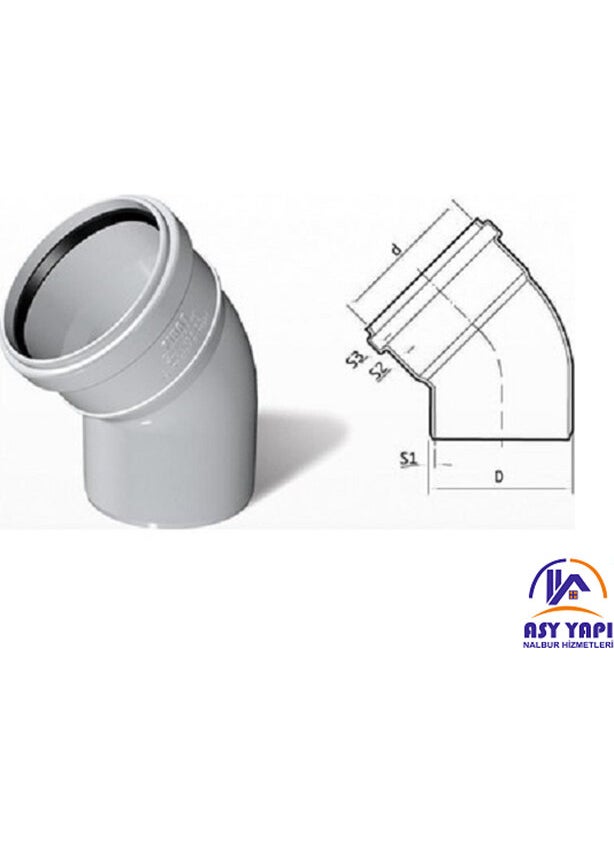 Fırat Asy Yapı boru Wastewater PVC 70' Open Elbow  - Image 1