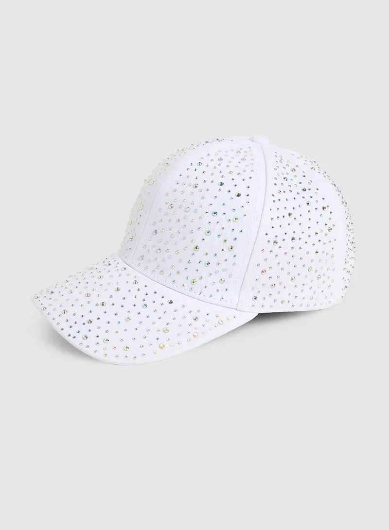 Haute Sauce All Over Embellished Baseball Cap - White