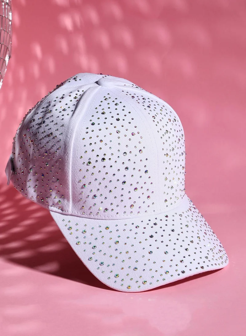 Haute Sauce All Over Embellished Baseball Cap - White