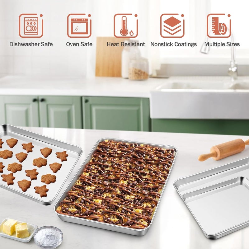 E-far مجموعة صواني خبز من الفولاذ المقاوم للصدأ E-far مكونة من 4 قطع - Image 4