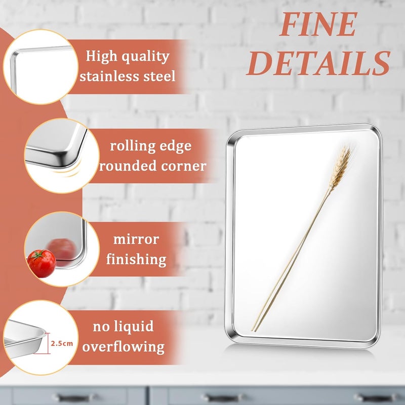 E-far مجموعة صواني خبز من الفولاذ المقاوم للصدأ E-far مكونة من 4 قطع - Image 3