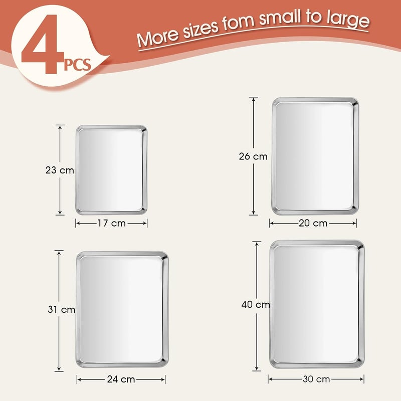 E-far مجموعة صواني خبز من الفولاذ المقاوم للصدأ E-far مكونة من 4 قطع - Image 2