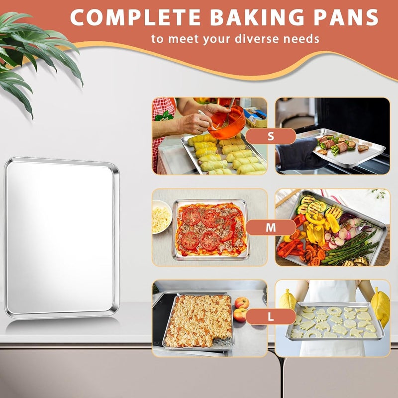 E-far مجموعة صواني خبز من الفولاذ المقاوم للصدأ E-far مكونة من 4 قطع - Image 5