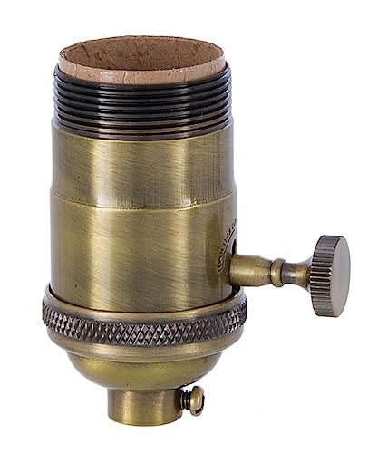 B&P Lamp® 3-Way Heavy Duty, Turned Brass Socket, Antique Brass Finish - Image 1