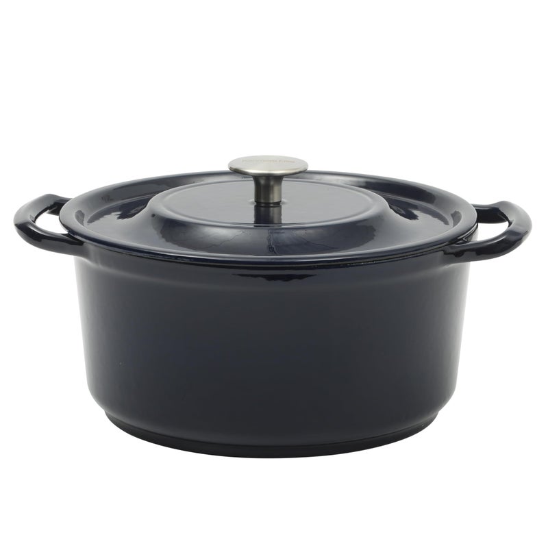Kenmore Oak Park 5-Quart Cast Iron Dutch Oven Casserole With Lid With Metallic Enamel - Blue - Image 1