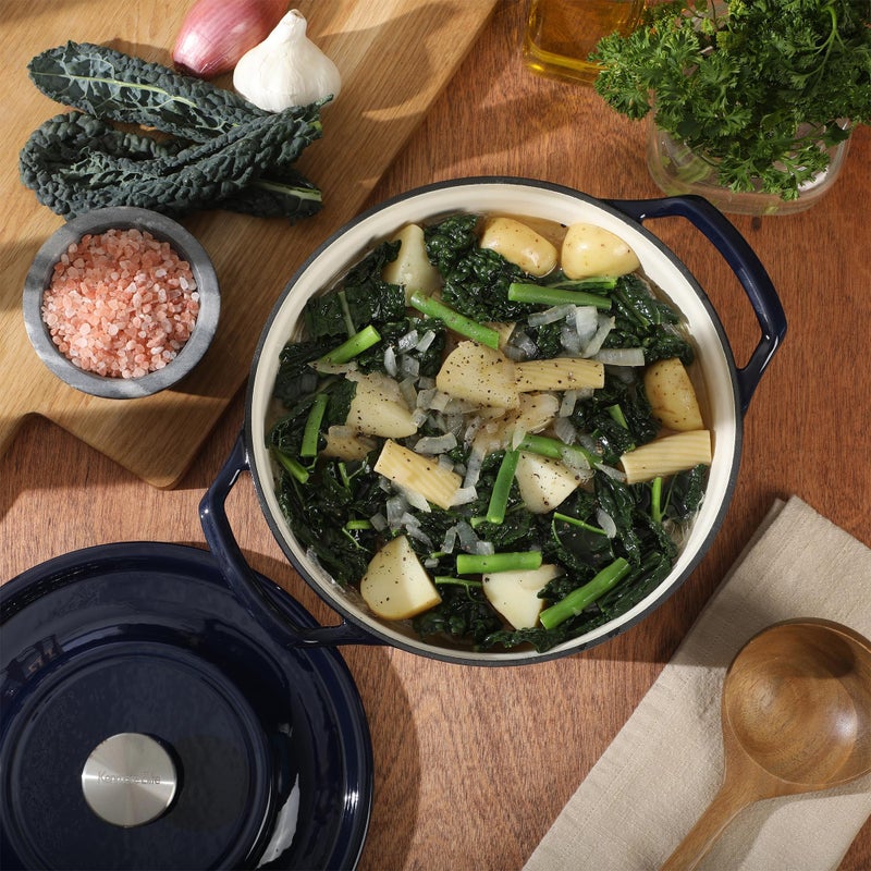Kenmore Oak Park 5-Quart Cast Iron Dutch Oven Casserole With Lid With Metallic Enamel - Blue - Image 5