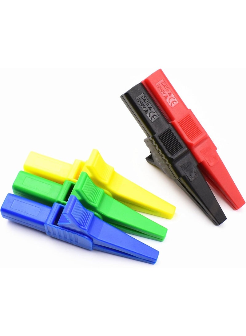 5 Colors 10Pcs 1000V 32A Heavy Duty Full Insulated Automotive Car Battery Alligator Clips Electrical Test Clips with 4mm Banana Jack Socket Terminals for Multimeter Test Leads - Image 3