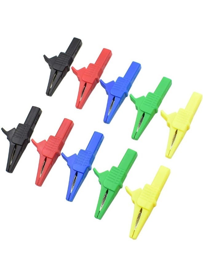 5 Colors 10Pcs 1000V 32A Heavy Duty Full Insulated Automotive Car Battery Alligator Clips Electrical Test Clips with 4mm Banana Jack Socket Terminals for Multimeter Test Leads - Image 1