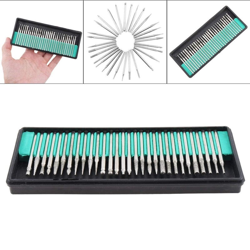 UPTODATETOOLS UPTODATETOOLS 30pcs set High speed steel Diamond Burr Bits Drill Kit for Woodworking Engraving Carving Rotary Tools Set  - Image 2