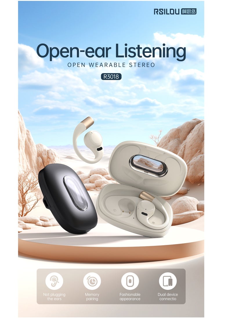 rsilou - OW03U OWS wireless Bluetooth Earbuds, Fully open wearable earphones , long-term comfort, memory recall for connections, it intelligently supports dual connections, dual microphones, noise reduction, smart touch control, voice assistants, answering phone calls, music control - Image 1